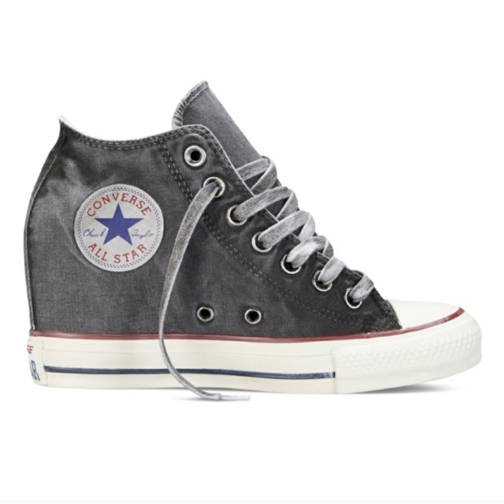 Distressed Black/Gray Converse Wedge Sneaker